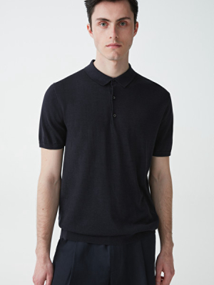 Silk-cotton Knit Polo Shirt