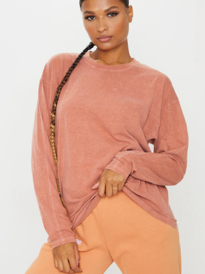 Rust Washed Long Sleeve T Shirt