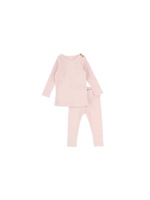 Lil Legs Ribbed Set - Pale Pink