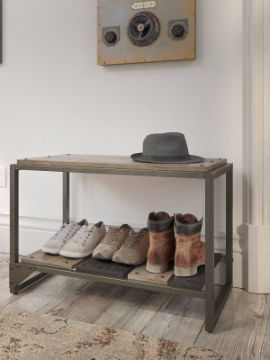 Refinery Shoe Storage Bench Rustic Gray/charred Wood - Bush Furniture