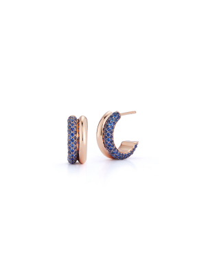 Thoby 18k Rose Gold And Blue Sapphire Tubular Huggies