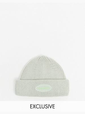 Collusion Unisex Fisherman Beanie In Duck Egg