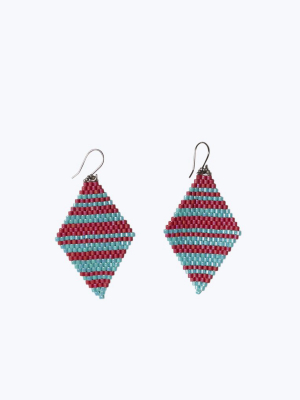 Red/turquoise Diamond Drop Earring