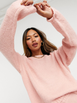 Asos Design Coordinating Oversized Sweater In Pink