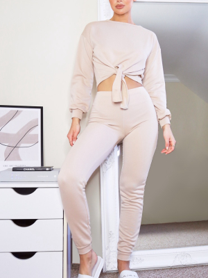 Stone Tie Front Sweater & Jogger Set