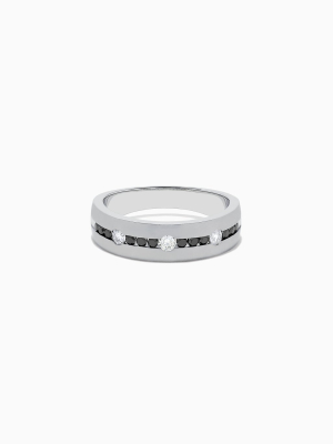 Effy Men's 14k White Gold Black And White Diamond Ring, 0.48 Tcw