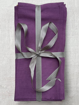 Set Of 6 Organza Napkins In Purple