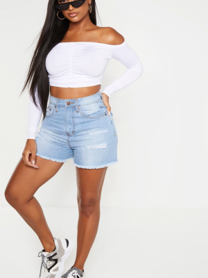 Shape Light Wash Denim High Waist Mom Shorts