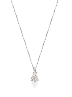 White Topaz April Birthstone Necklace - Silver