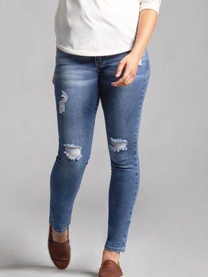 Audrey Ankle Distressed Blue