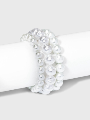 Natural Pearl Stretch Bracelet Set 3pc - A New Day™ Pearl