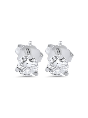 Pompeii3 1ct Martini Screw Back Diamond Studs 14k White Gold