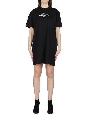 Msgm Logo Print Crewneck T-shirt Dress