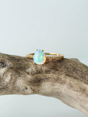 Opal + Topaz Angels Teardrop Ring