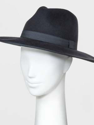 Women's Wide Brim Felt Fedora Hat - A New Day™ Gray One Size