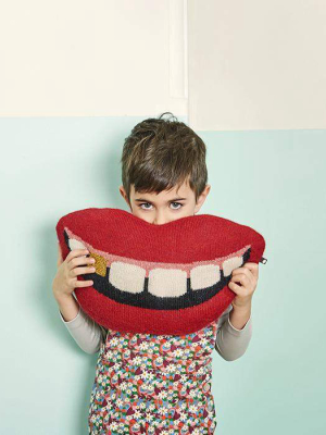 Mouth Shaped Pillow-gold Tooth