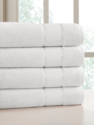 Modern Threads Spunloft 4 Pack Bath Sheet 35" X 66", White.