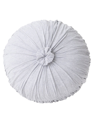 Lazybones Rosette Round Cushion In Mid Heather Gray Organic Cotton