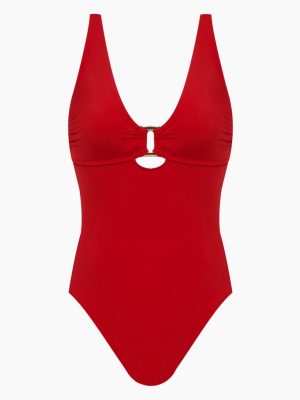 D-g Rectangle Underwire One Piece Swimsuit - Red