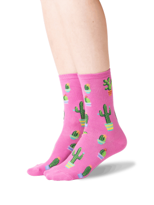 Women's Potted Cactus Crew Socks
