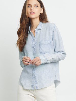 Ingrid Raw Hem Shirt - Light Acid Wash