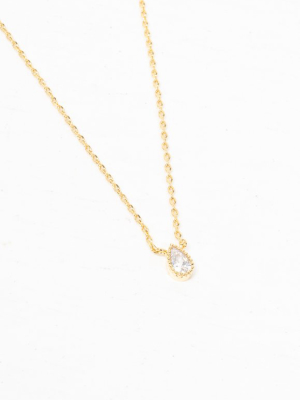 Crystal Teardrop Necklace - Gold Dipped