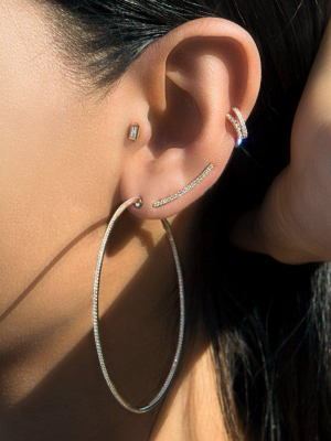 14kt Rose Gold Diamond 2.5" Hoop Earrings