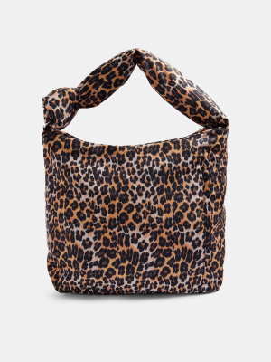 Considered Leopard Print Knitted Nylon Hobo Bag