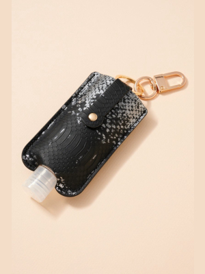 Gold Plated Snake Skin Print Leather Sanitizer Holder