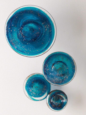 Global Views Glass Wall Mushrooms Blue Set Of 4