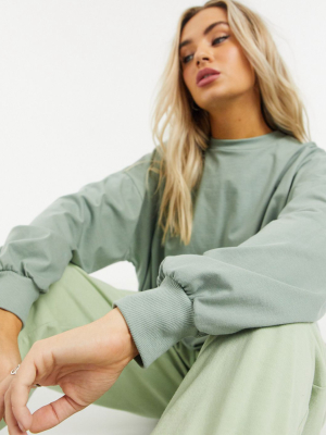 Asos Design Super Oversized T-shirt With Wide Sleeve In Khaki