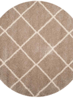 Hudson Shag Diamond Beige/ivory Round Rug