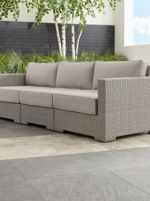 Ventura Quartz 3-piece Sectional With Silver Sunbrella ® Cushions