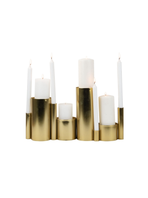 Modern Brass Pillar And Taper Candle Holderr - Foreside Home & Garden