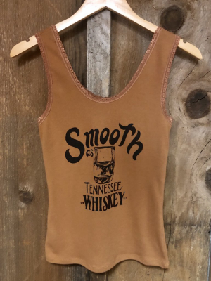 Smooth As Tennesee Whiskey Lace Tank Cognac/blk