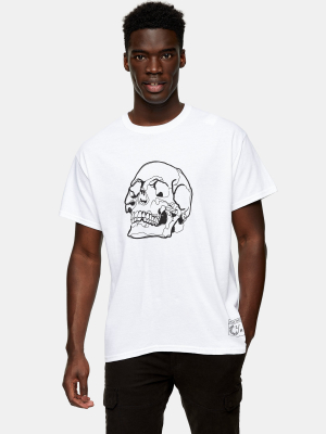 Skull Sketch Print T-shirt In White