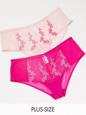 Simply Be 2 Pack April Briefs In Pink