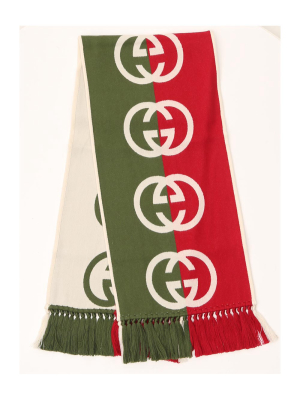 Gucci Gg Two-tone Fringed Scarf