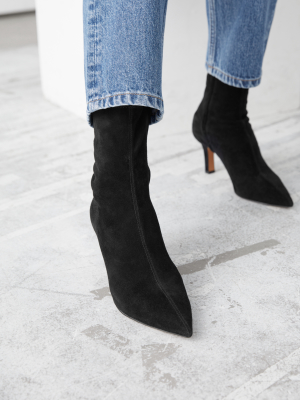 Pointed Suede Sock Boots