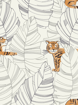 Hiding Tigers Wallpaper In Orange And Black From The Day Dreamers Collection By Seabrook Wallcoverings