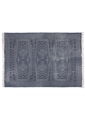 Kahlifa Indigo Batik Cotton Area Rug