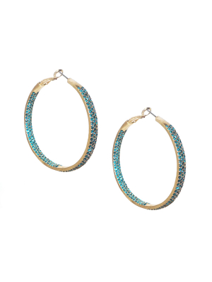 Teal Large Pave Hoop