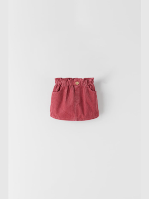 Basic Corduroy Paperbag Skirt