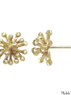 Gold Dandelion Burst Earrings Medium