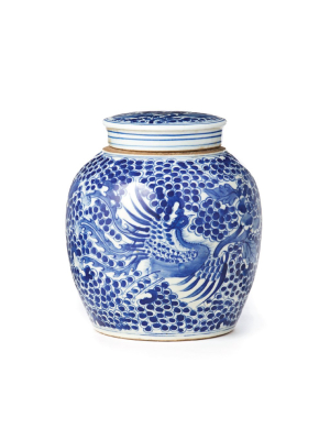 Blue And White Spotted Ginger Jar