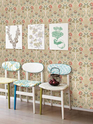 Willow Coral Nouveau Floral Wallpaper From The Kismet Collection By Brewster Home Fashions