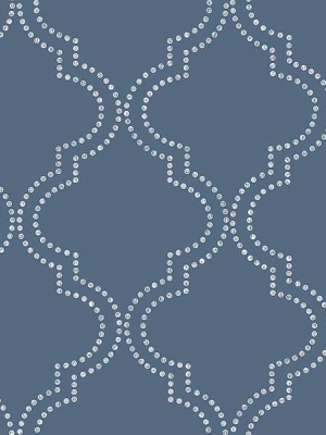 Tetra Blue Quatrefoil Wallpaper From The Symetrie Collection By Brewster Home Fashions