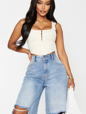 Shape Ecru Denim Hook And Eye Corset