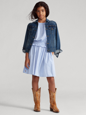 Ruffled Cotton Oxford Dress