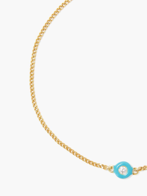 Turquoise Enamel With Champagne Diamond Bracelet